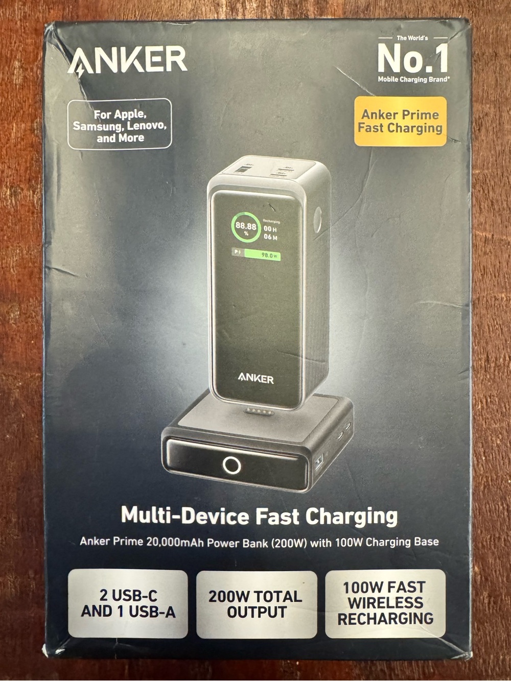 Anker Prime Portable Power Bank Charger – Black with Silver Accents